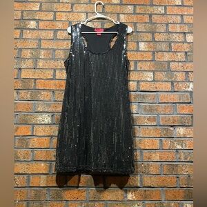 BLACK SEQUINED TANK DRESS